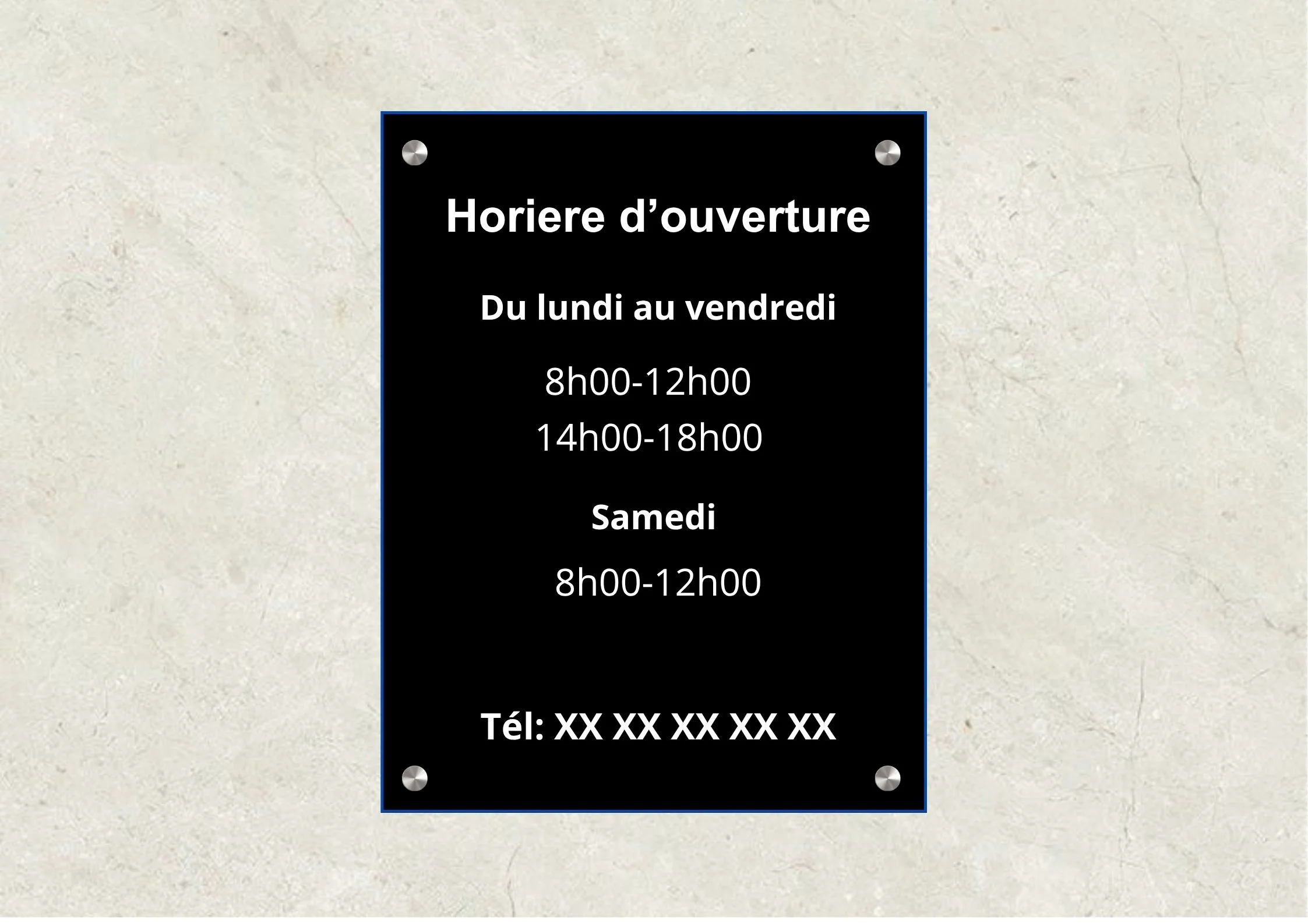 Panneau horaire d'ouverture